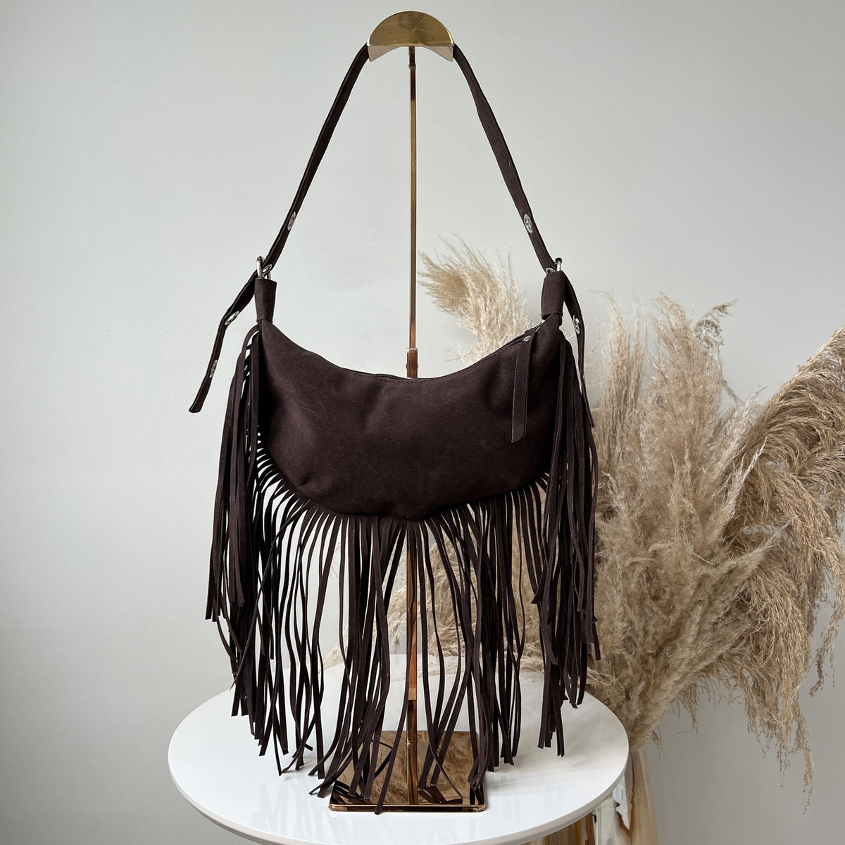 Bolsa Audrei Franjas Média - Marrom - Loja Vivanz