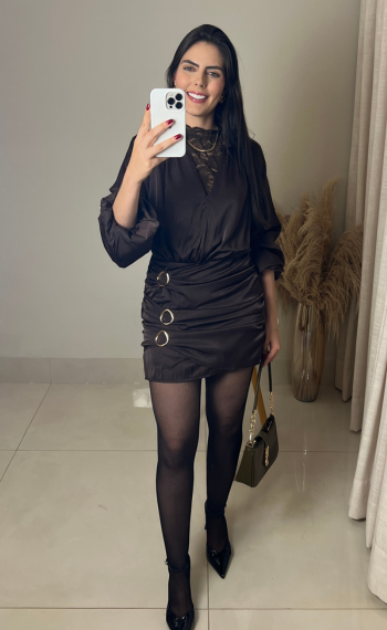 Vestido Curto | Detalhe Dourado